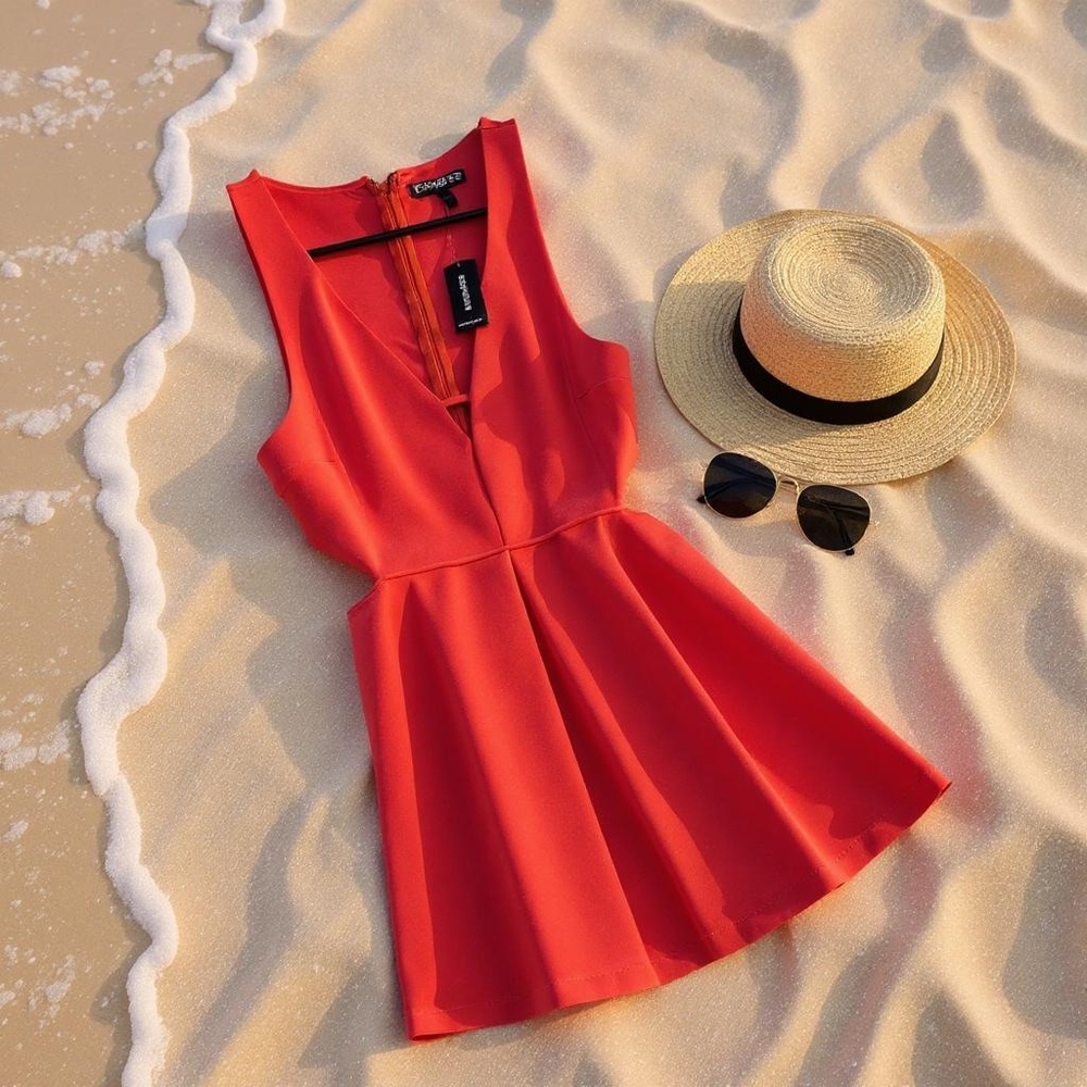 Express Coral Cutout Skater Dress Size 6 NWT Y2K 2010s Sleeveless Fit & Flare